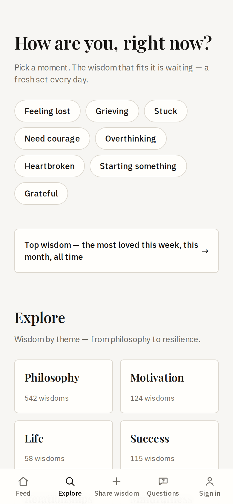 Moments and themes